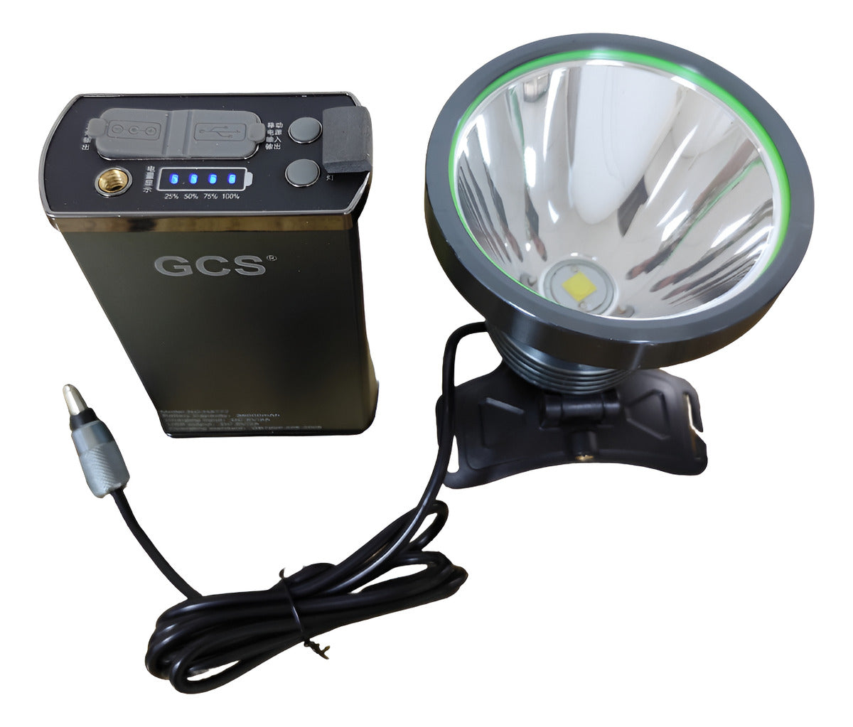 Linterna Frontal Con Banco De Carga 1800w Caza