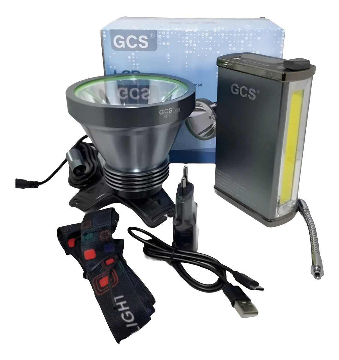Linterna Frontal Con Banco De Carga 1800w Caza