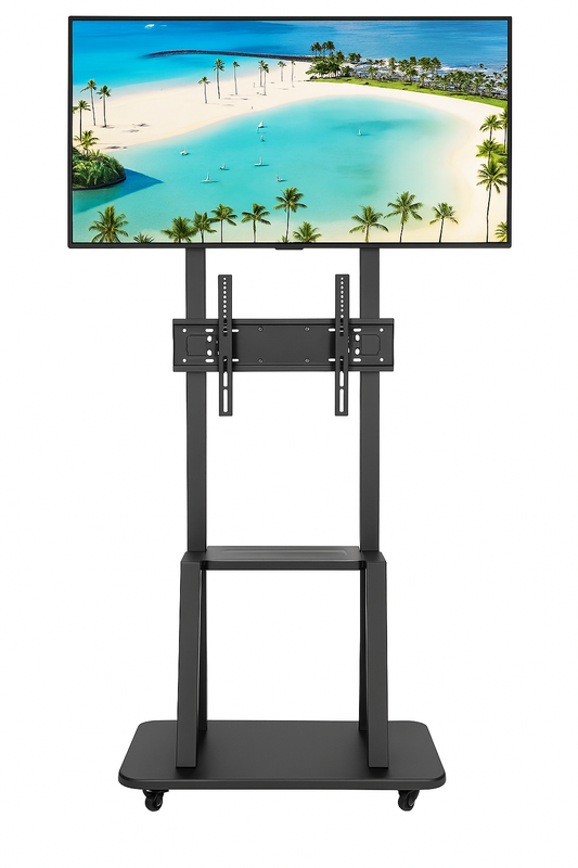 Soporte Tv Rack Móvil Con Ruedas Hasta 55 Pulgadas Pedestal Negro
