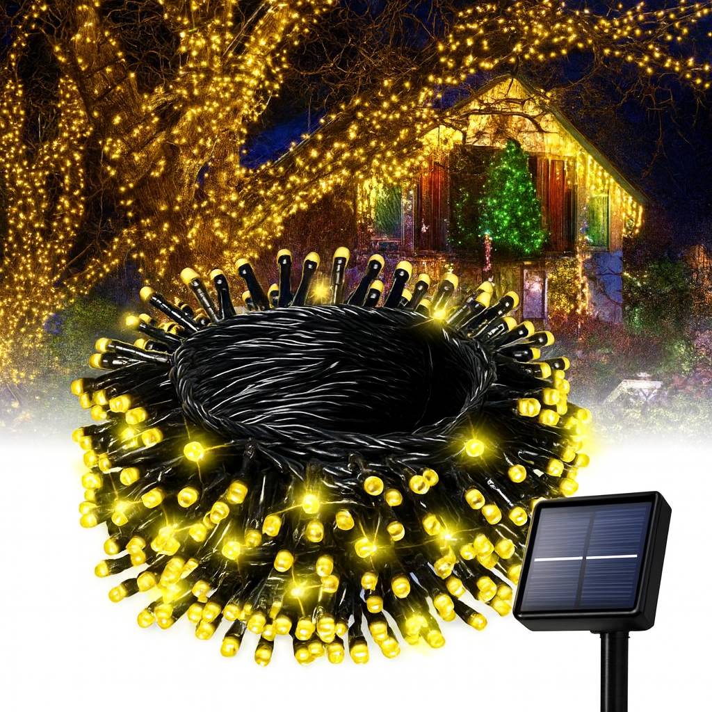 Luces Solares Guirnalda 20 Metros 200 Led Cálida