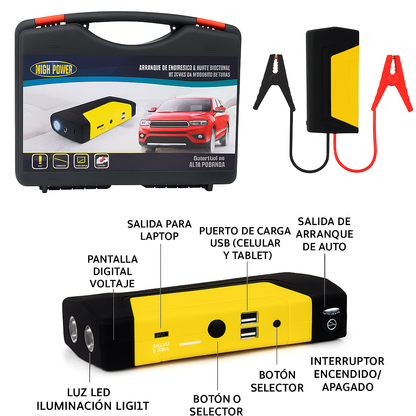Partidor Cargador Powerbank Bateria Auto + Inflador De Rueda