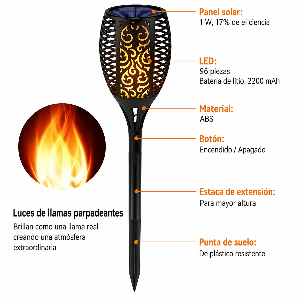 Antorchas Solares Fuego Llama Pack X 4