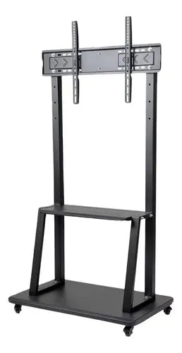 Soporte Tv Rack Móvil Con Ruedas Hasta 55 Pulgadas Pedestal Negro
