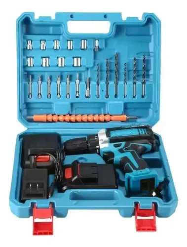 Taladro Inalámbrico 24 Piezas + 2 Baterías