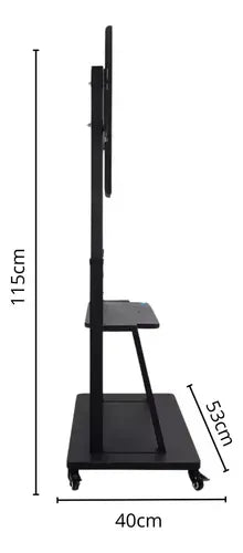 Soporte Tv Rack Móvil Con Ruedas Hasta 55 Pulgadas Pedestal Negro
