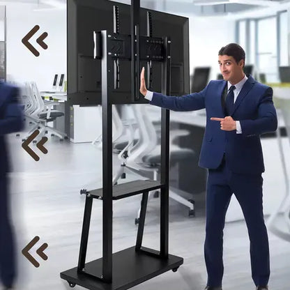 Soporte Tv Rack Móvil Con Ruedas Hasta 55 Pulgadas Pedestal Negro