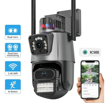 Camara De Seguridad Smart Ip Wifi Doble Lente 4k Ultra Hd Negro