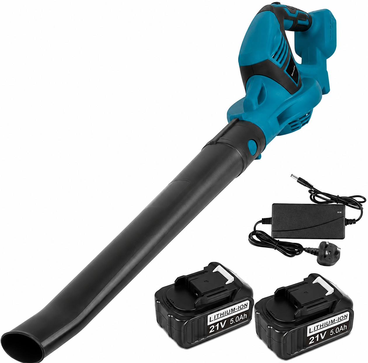 Soplador de hojas inalámbrico, soplador eléctrico de mano con 2 baterías, soplador de jardín portátil ligero para cortes de hojas y césped